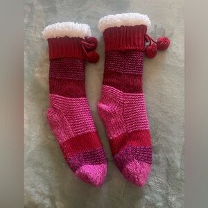 Women Sherpa Fleece NWOT Thermal Fuzzy Warm Home Slipper Socks Foot Grips 1 Sz M